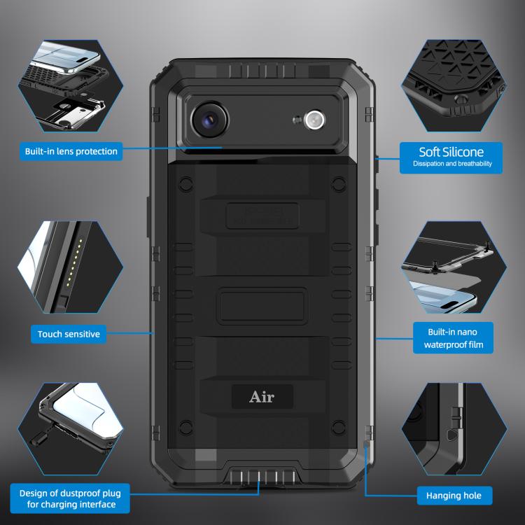For iPhone Air Four-proof Metal Hybrid Silicone Phone Case