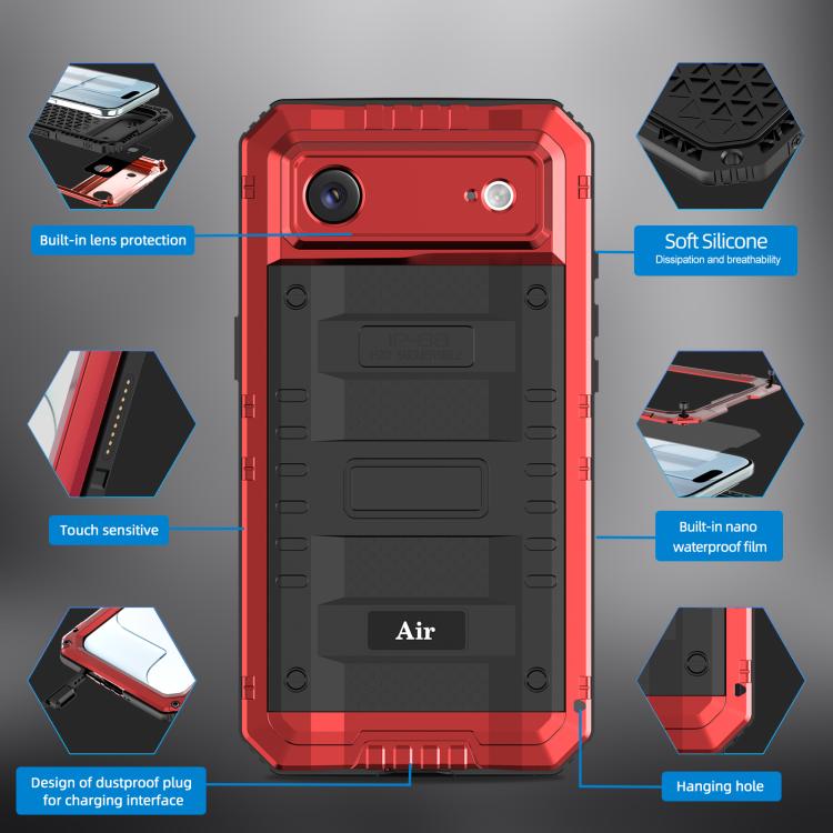For iPhone Air Four-proof Metal Hybrid Silicone Phone Case