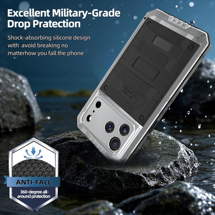 For iPhone 17 Pro Four-proof Metal Hybrid Silicone Phone Case
