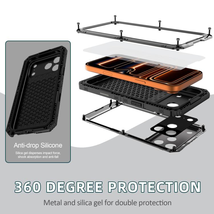 For iPhone 17 Pro Four-proof Metal Hybrid Silicone Phone Case