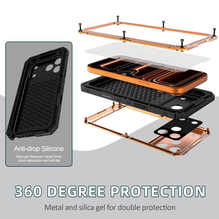 For iPhone 17 Pro Four-proof Metal Hybrid Silicone Phone Case