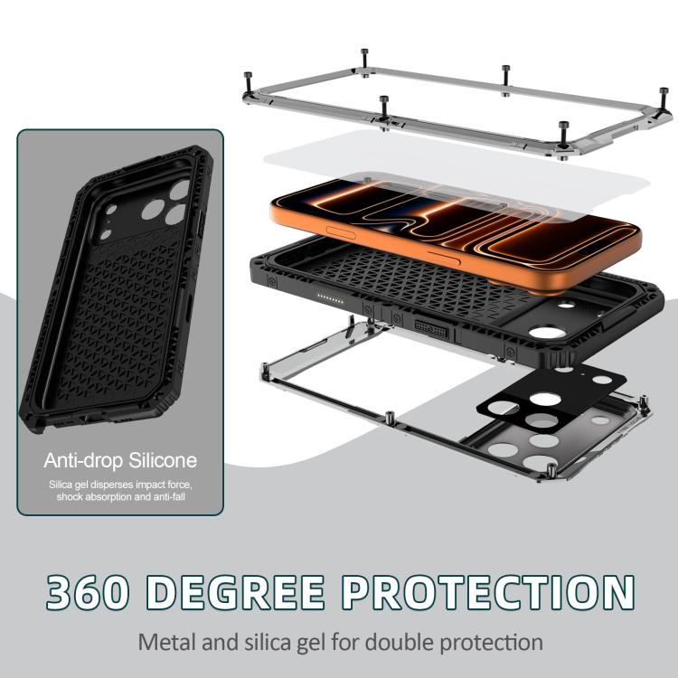For iPhone 17 Pro Max Four-proof Metal Hybrid Silicone Phone Case