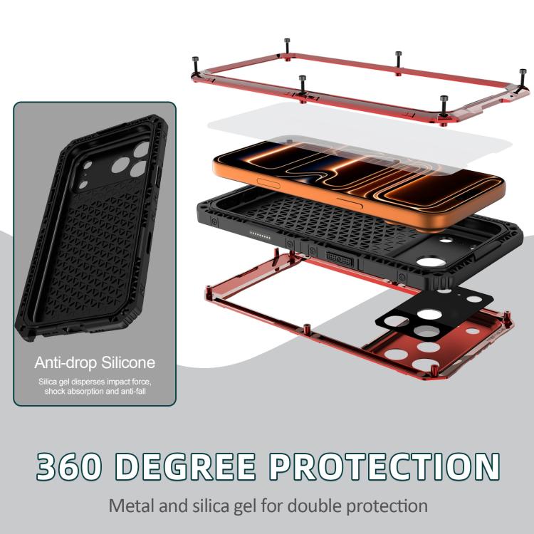 For iPhone 17 Pro Max Four-proof Metal Hybrid Silicone Phone Case