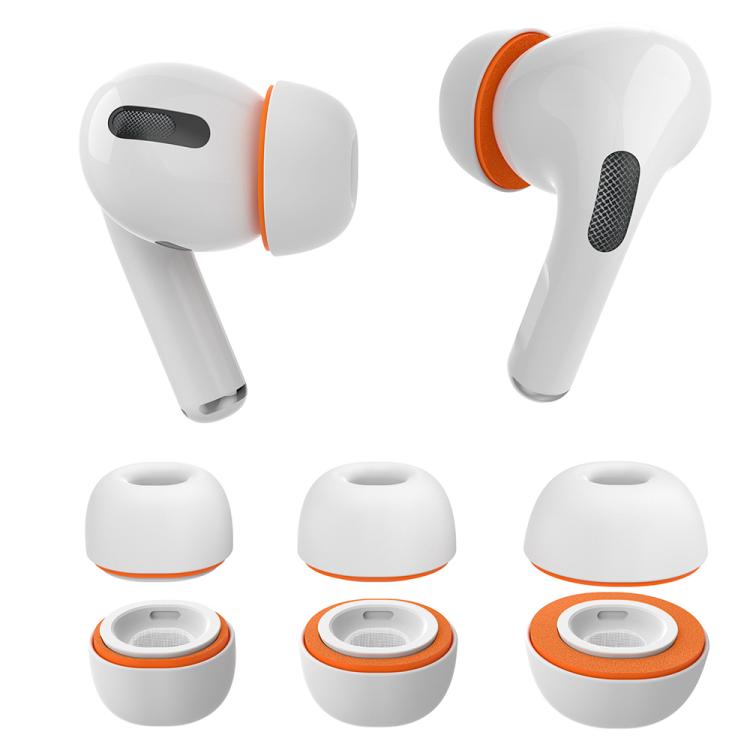 For AirPods Pro 1 / 2 XDcase 3 Pairs Replacement Silicone Sponge Ear Tips, S/M/L Size - White Orange