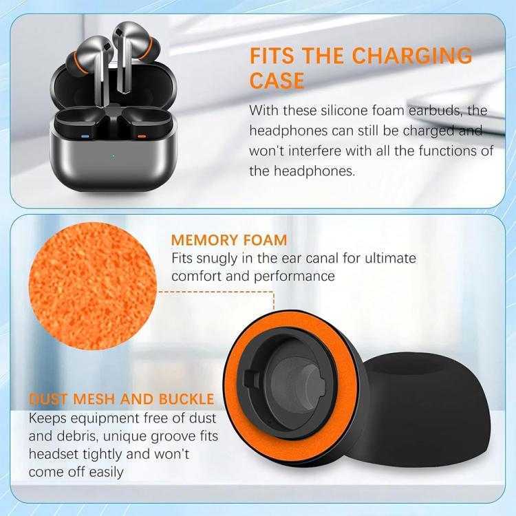 For Samsung Galaxy Buds3 Pro XDcase 3 Pairs Replacement Silicone Sponge Ear Tips, S/M/L Size
