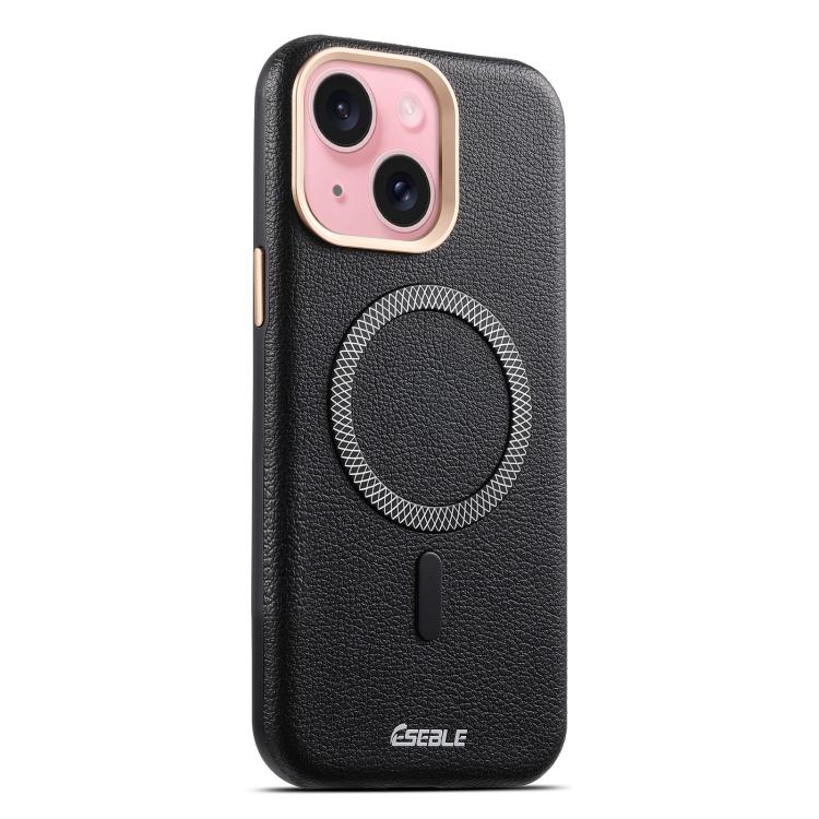 For iPhone 15 ESEBLE L2 Litchi Texture Metal Lens Magnetic Phone Case