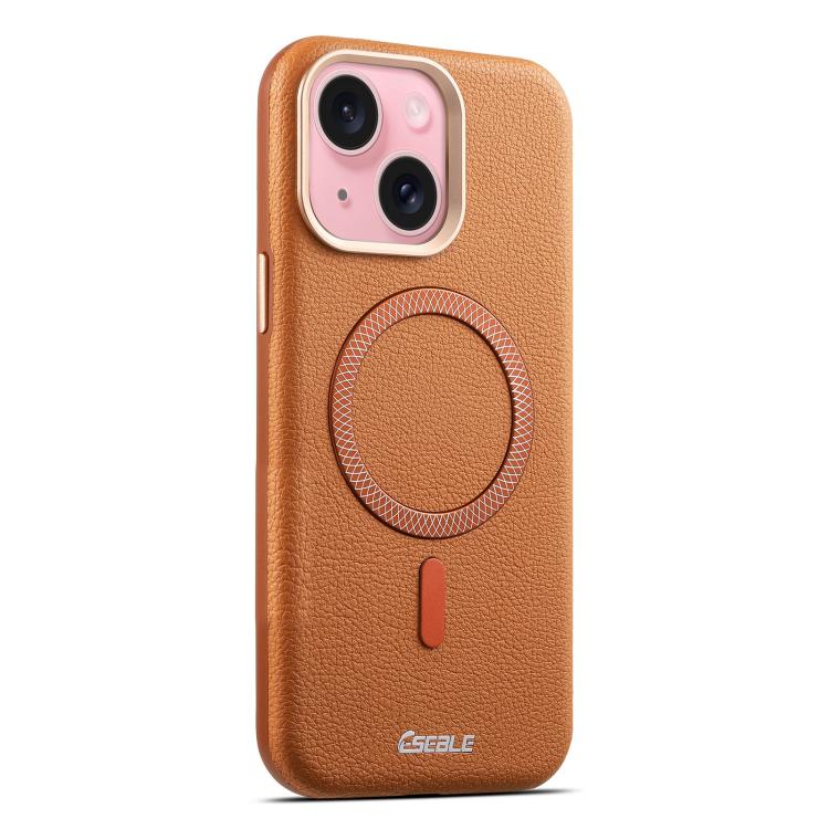For iPhone 15 ESEBLE L2 Litchi Texture Metal Lens Magnetic Phone Case