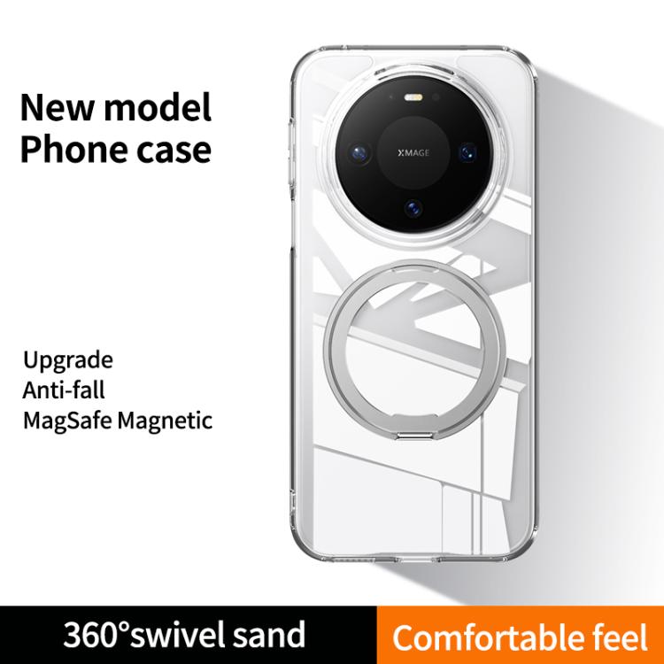 For Huawei Mate 80 Frosted 360 Degree MagSafe Magnetic Holder Phone Case - Silver