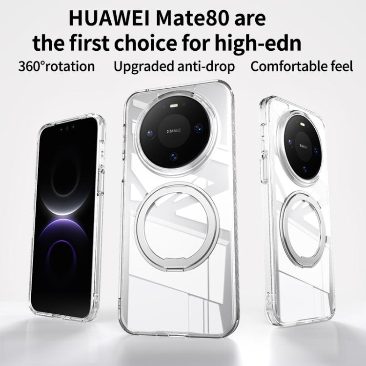 For Huawei Mate 80 Frosted 360 Degree MagSafe Magnetic Holder Phone Case - Silver