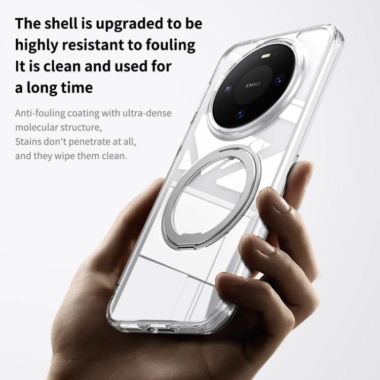 For Huawei Mate 80 Frosted 360 Degree MagSafe Magnetic Holder Phone Case - Silver