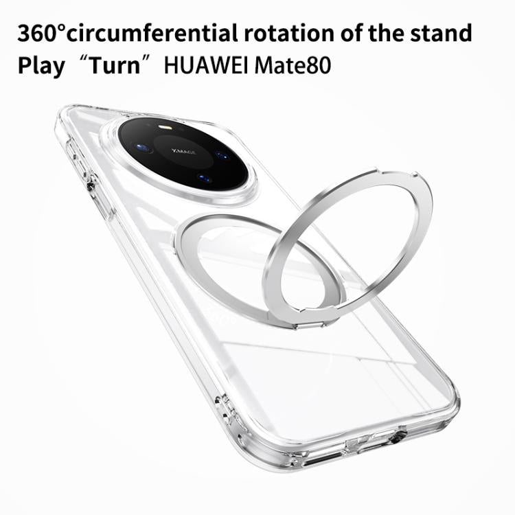 For Huawei Mate 80 Frosted 360 Degree MagSafe Magnetic Holder Phone Case - Silver