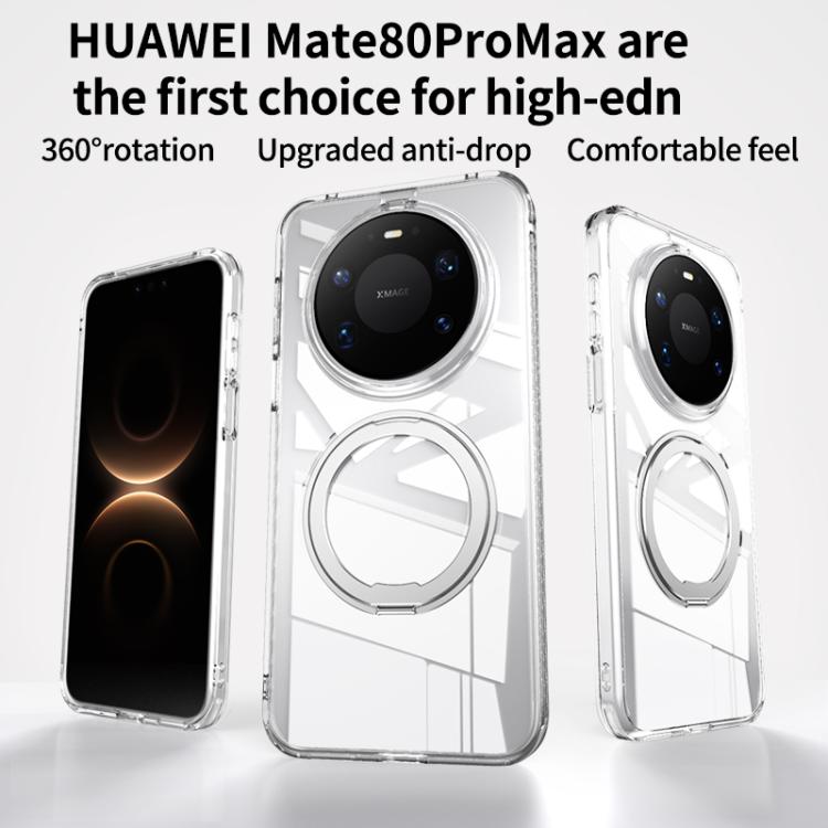 For Huawei Mate 80 Pro Max Frosted 360 Degree MagSafe Magnetic Holder Phone Case - Silver