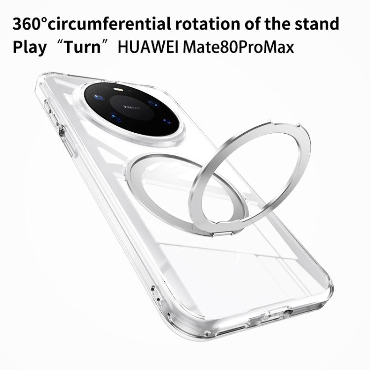 For Huawei Mate 80 Pro Max Frosted 360 Degree MagSafe Magnetic Holder Phone Case - Silver