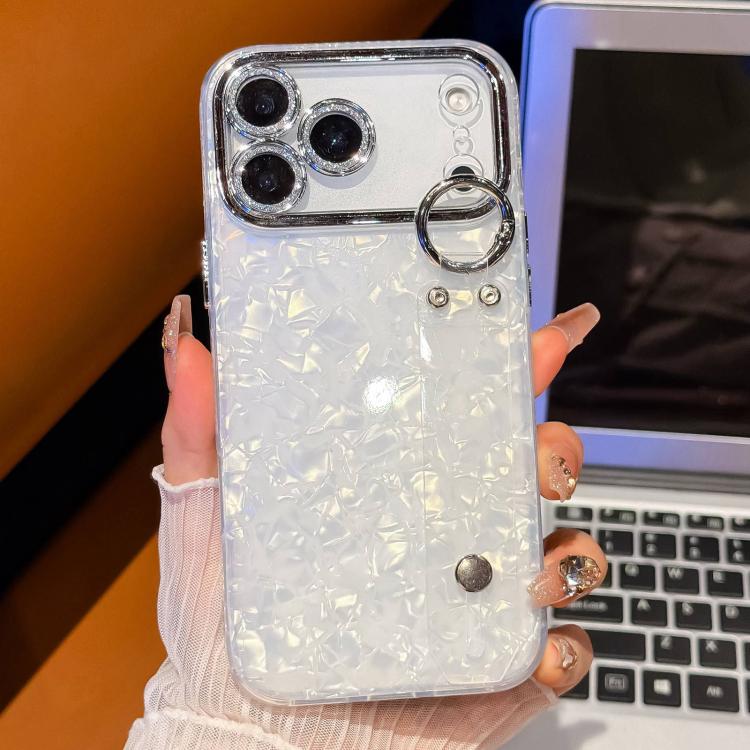 For iPhone 17 Pro Plating Shell Texture Wristband Holder TPU Phone Case with Lens Film