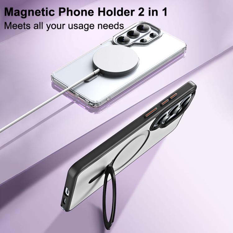 For Samsung Galaxy S26 Ultra 5G MagSafe Airbag Shockproof Frosted Phone Case with Fold Holder