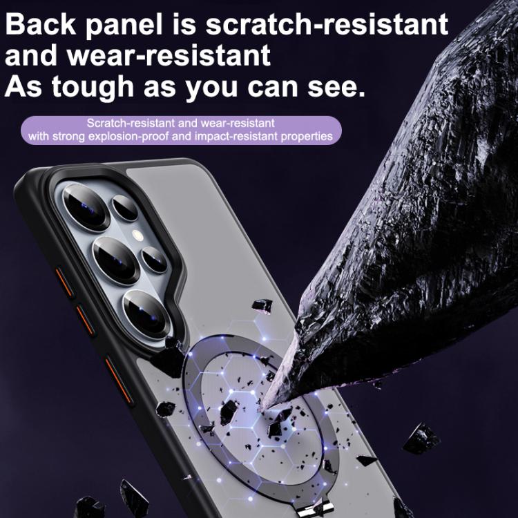 For Samsung Galaxy S26 Ultra 5G MagSafe Airbag Shockproof Frosted Phone Case with Fold Holder
