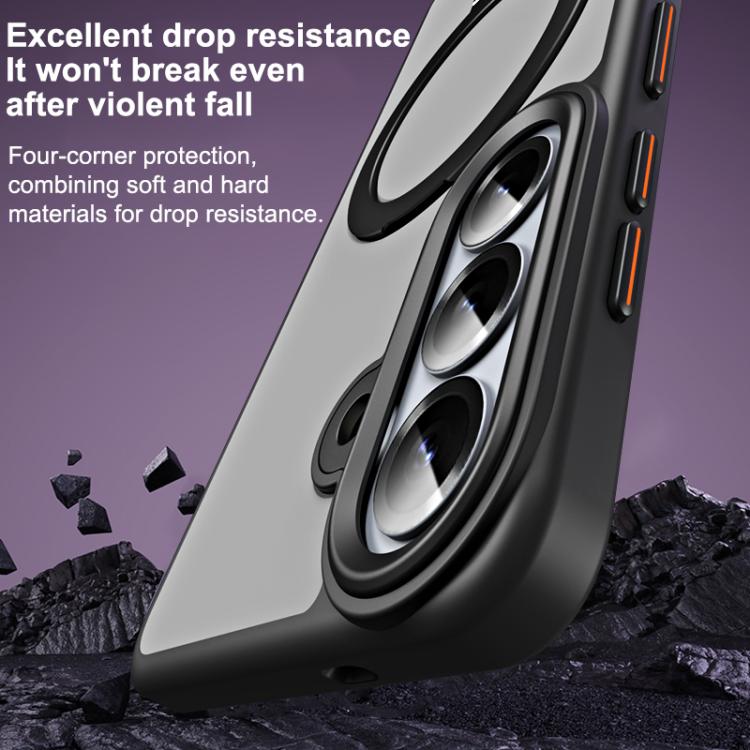 For Samsung Galaxy S26 5G MagSafe Airbag Shockproof Frosted Phone Case with Fold Holder