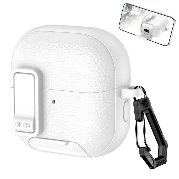 For Huawei FreeClip 2 Leather Texture Wireless Earphones Case with Hook & Holder