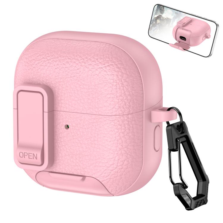 For Huawei FreeClip 2 Leather Texture Wireless Earphones Case with Hook & Holder