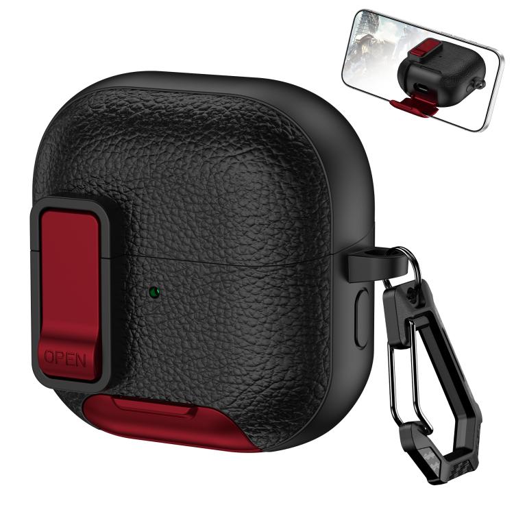 For Huawei FreeClip 2 Leather Texture Wireless Earphones Case with Hook & Holder