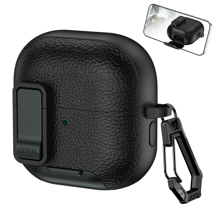 For Huawei FreeClip 2 Leather Texture Wireless Earphones Case with Hook & Holder