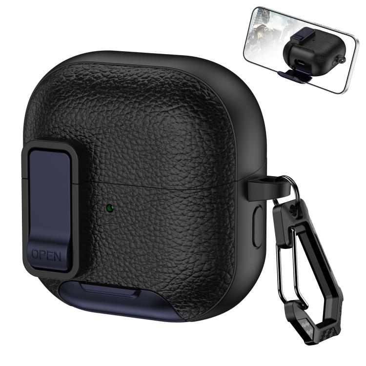 For Huawei FreeClip 2 Leather Texture Wireless Earphones Case with Hook & Holder