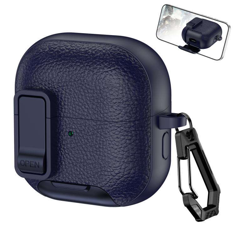 For Huawei FreeClip 2 Leather Texture Wireless Earphones Case with Hook & Holder