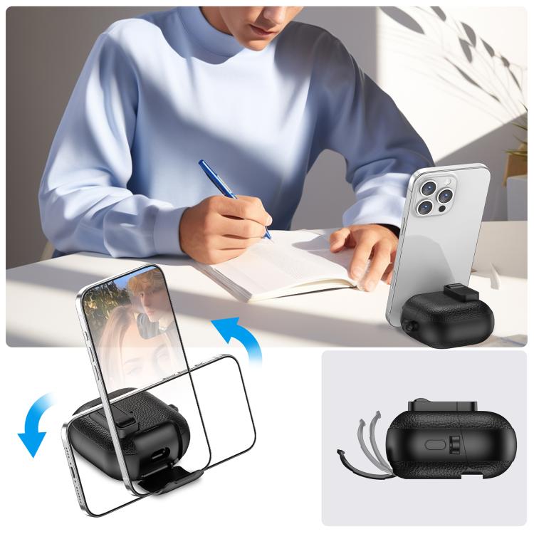 For Huawei FreeClip 2 Leather Texture Wireless Earphones Case with Hook & Holder
