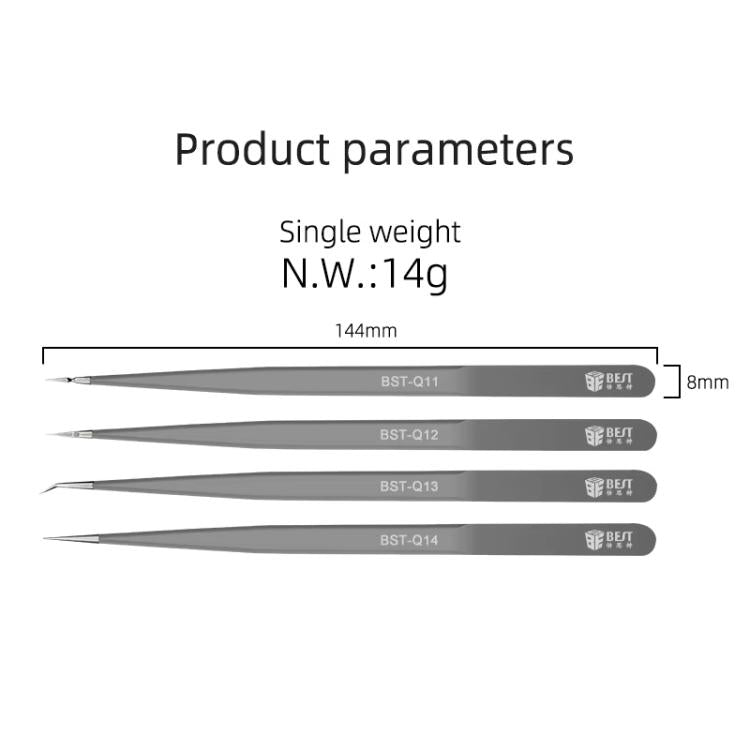 BEST Non-magnetic High Hardness Stainless Steel Tweezers, Model:BST-Q14