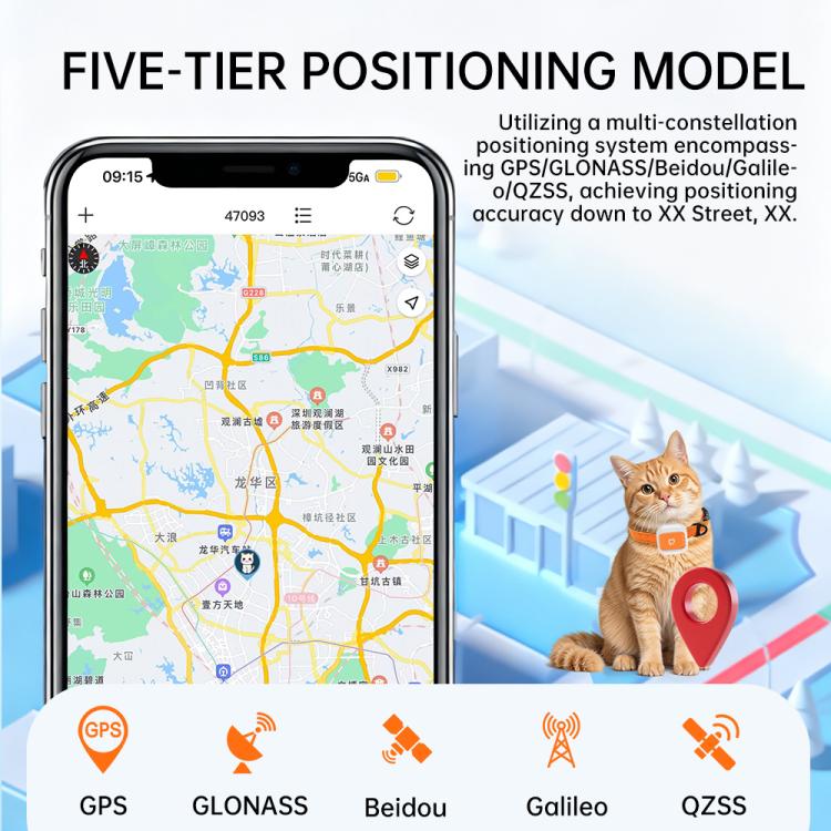 G01 Pet Anti-Loss Collar GPS Tracker - Orange