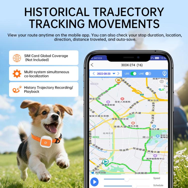 G01 Pet Anti-Loss Collar GPS Tracker - Orange