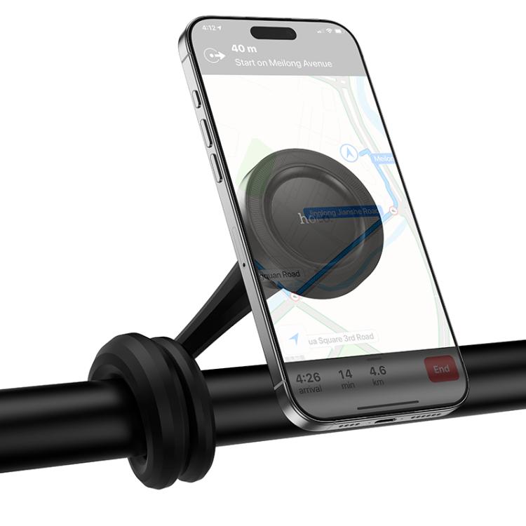hoco H96 Show Ring Magnetic Silicone Soft Hose Phone Holder - Black