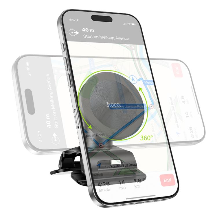 hoco H97 Eminent Ring Magnetic Car Center Console Phone Holder - Black