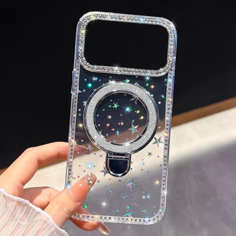 For iPhone 17 Pro Rhinestone Glitter Kickstand Dual-side IMD Phone Case
