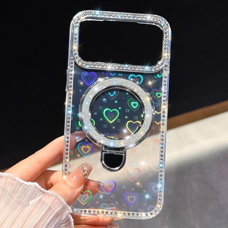 For iPhone 13 Pro Max Rhinestone Glitter Kickstand Dual-side IMD Phone Case