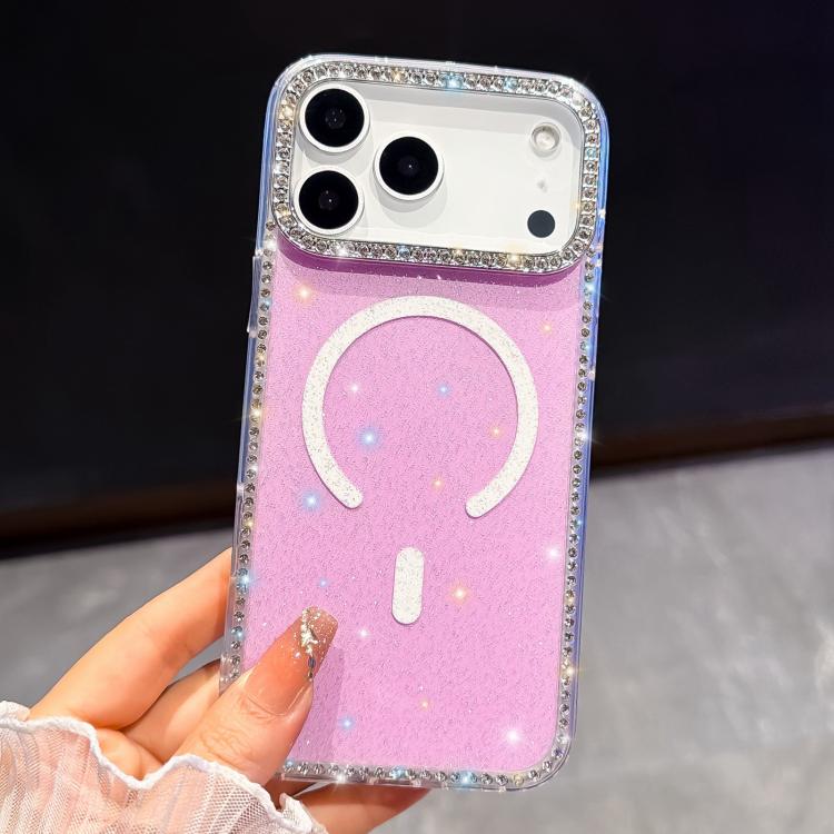 For iPhone 13 Rhinestone Dual-side IMD PC Hybrid TPU Magnetic Phone Case