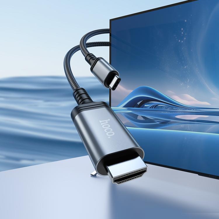 hoco UA43 USB-C / Type-C to HDTV HD Screen Mirroring Adapter Cable, Length:1.8m - Metal Gray