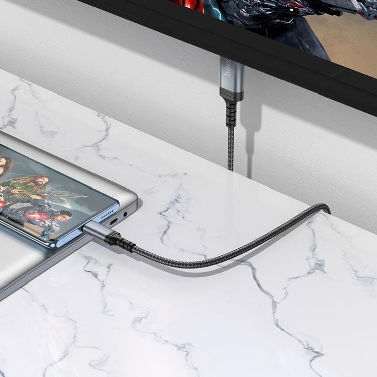 hoco UA43 USB-C / Type-C to HDTV HD Screen Mirroring Adapter Cable, Length:1.8m - Metal Gray