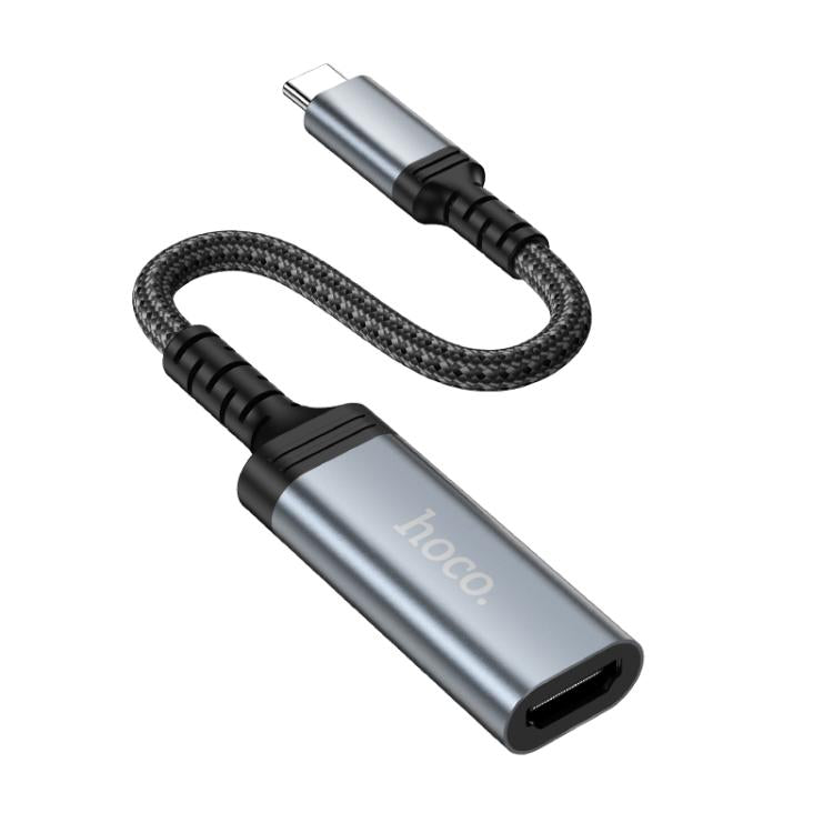 hoco UA43A USB-C / Type-C Male to HDTV Female HD Conversion Adapter Cable, Length:0.2m - Metal Gray