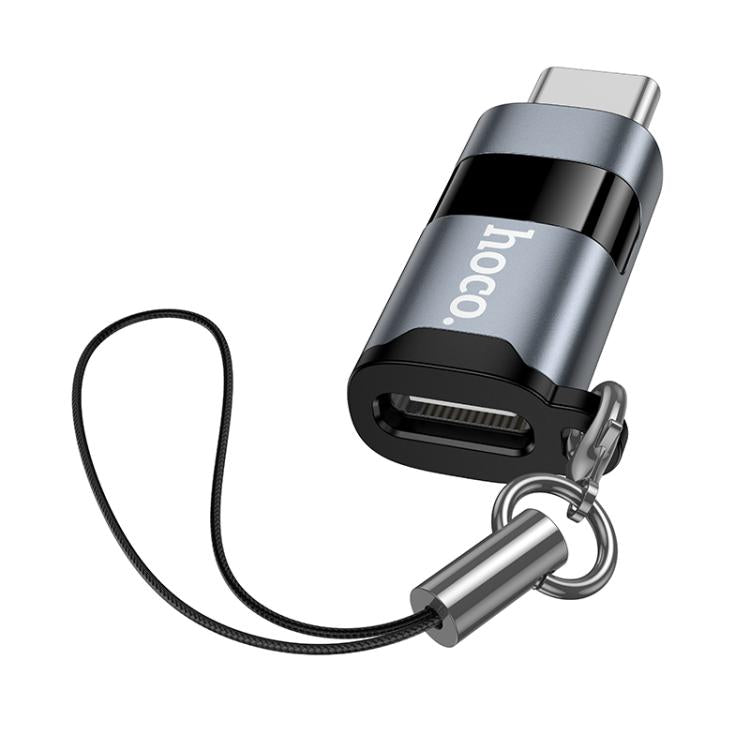 hoco UA44A USB-C / Type-C Male to USB-C / Type-C Female Screen Display Mini Adapter - Metal Gray