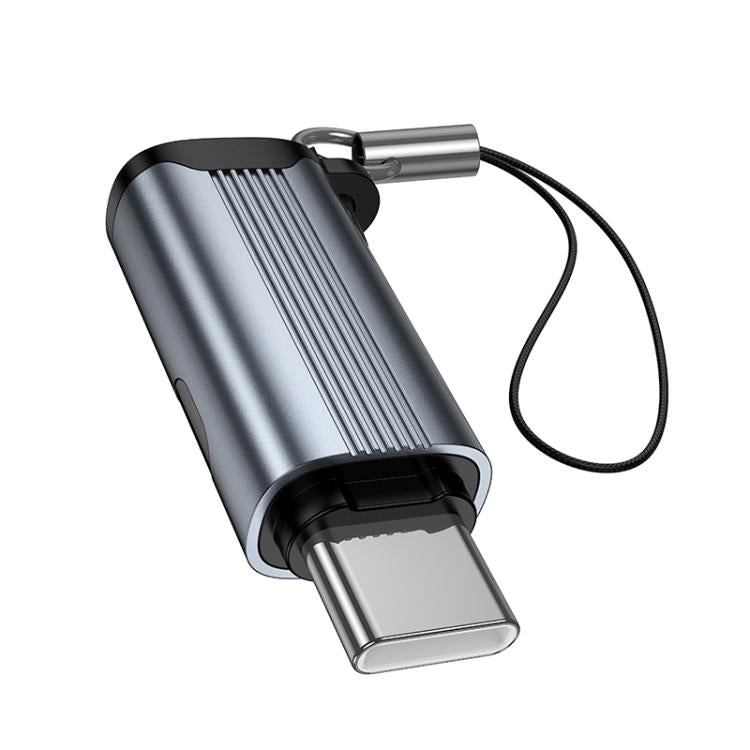 hoco UA44A USB-C / Type-C Male to USB-C / Type-C Female Screen Display Mini Adapter - Metal Gray