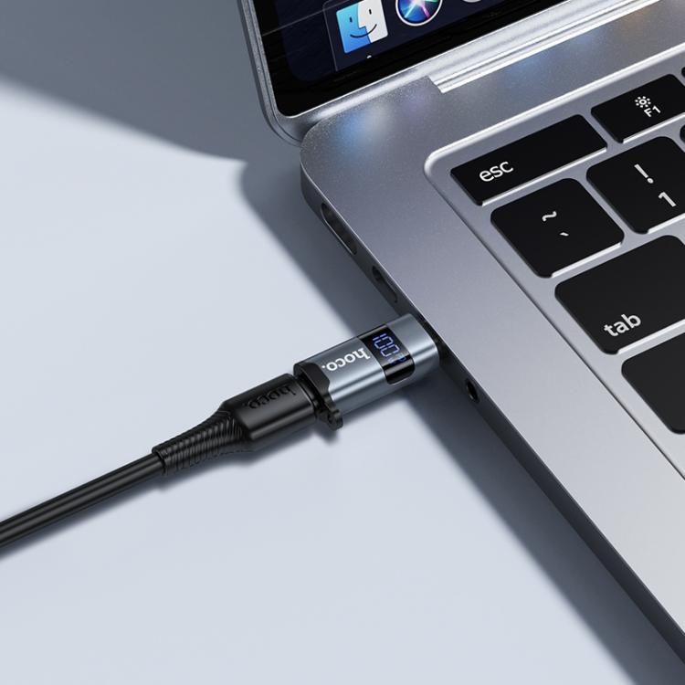 hoco UA44A USB-C / Type-C Male to USB-C / Type-C Female Screen Display Mini Adapter - Metal Gray