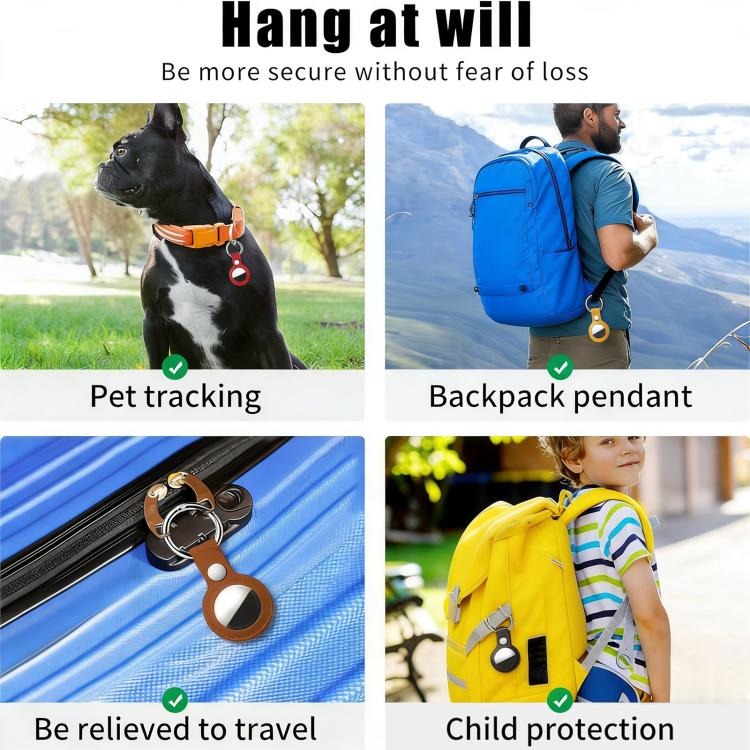 For AirTag 2nd Gen / AirTag 1st Gen XDcase 4 Pack Vegan Leather Protective Case with Metal Ring