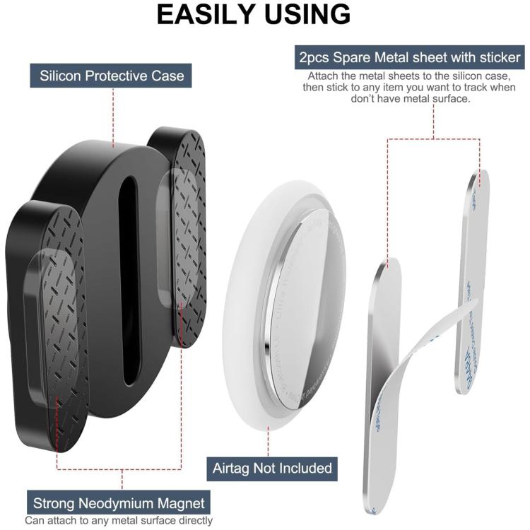 For AirTag 2nd Gen / AirTag 1st Gen XDcase 2 Pack Magnetic Anti-loss Silicone Protective Case
