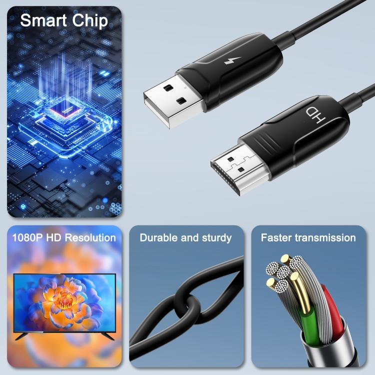 USB-A to HDMI HD Screen Mirroring Cable Wireless Screen Mirroring Converter Cable with Adapter, Length:70cm