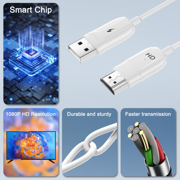 USB-A to HDMI HD Screen Mirroring Cable Wireless Screen Mirroring Converter Cable with Adapter, Length:70cm