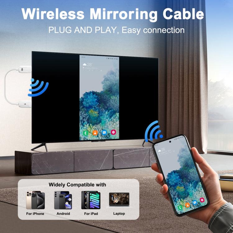 USB-A to HDMI HD Screen Mirroring Cable Wireless Screen Mirroring Converter Cable with Adapter, Length:70cm