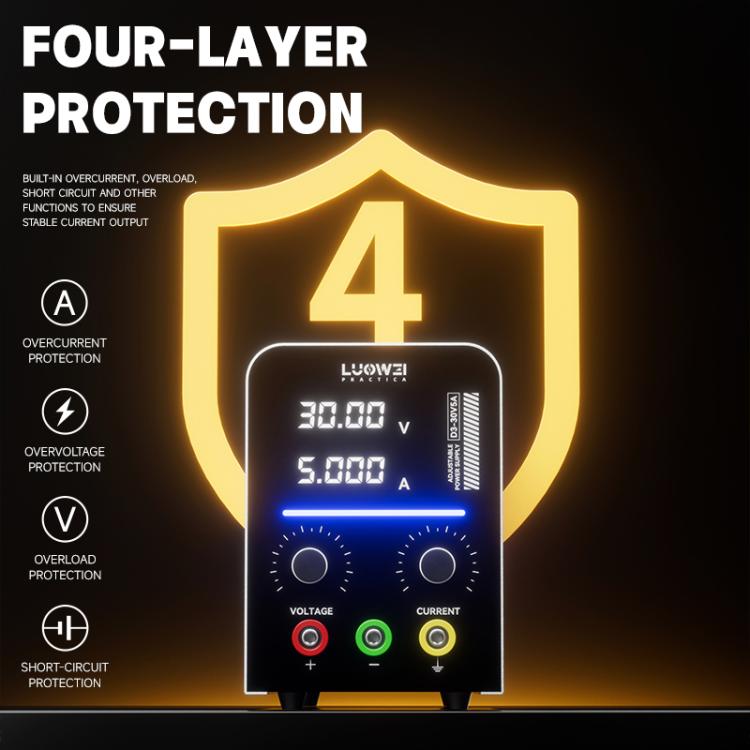 LUOWEI D3 30V / 5A Regulated Adjustable Digital DC Power Supply, Plug:EU Plug