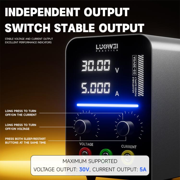LUOWEI D3 30V / 5A Regulated Adjustable Digital DC Power Supply, Plug:EU Plug