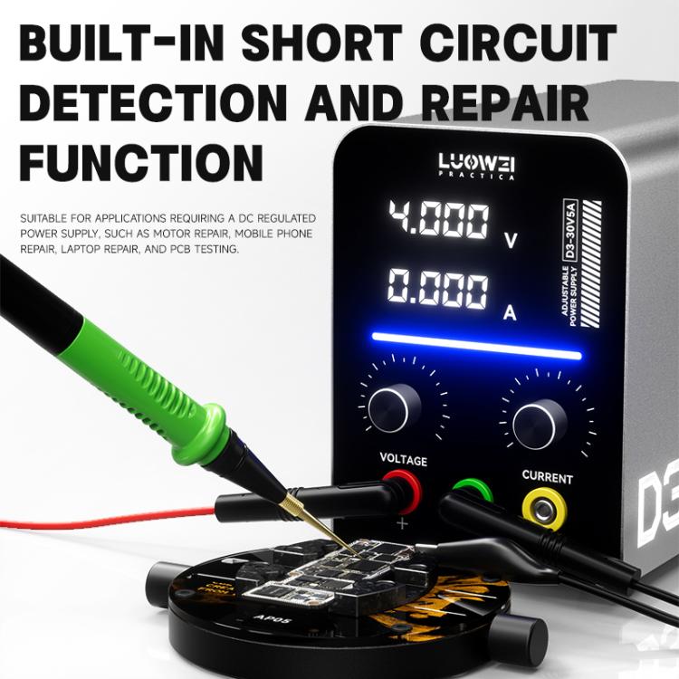 LUOWEI D3 30V / 5A Regulated Adjustable Digital DC Power Supply, Plug:EU Plug